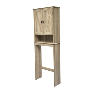English Elm Dune Farmhouse Over the Toilet Shelf Cabinet with Adjustable Shelves and Magnetic Close Doors for Storage Brown FS-BATH-1-BR-GG