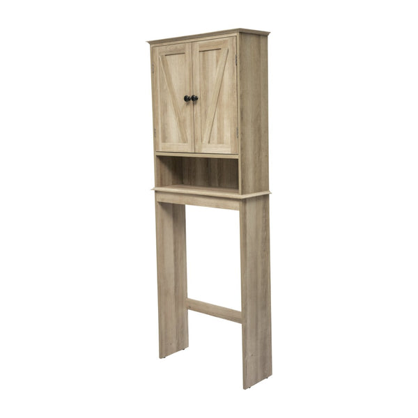 English Elm Dune Farmhouse Over the Toilet Shelf Cabinet with Adjustable Shelves and Magnetic Close Doors for Storage Brown FS-BATH-1-BR-GG