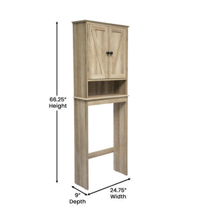 English Elm Dune Farmhouse Over the Toilet Shelf Cabinet with Adjustable Shelves and Magnetic Close Doors for Storage Brown FS-BATH-1-BR-GG