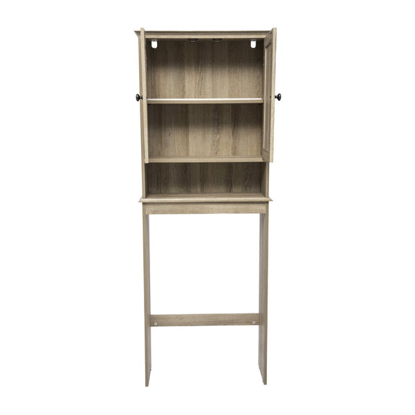 English Elm Dune Farmhouse Over the Toilet Shelf Cabinet with Adjustable Shelves and Magnetic Close Doors for Storage Brown FS-BATH-1-BR-GG