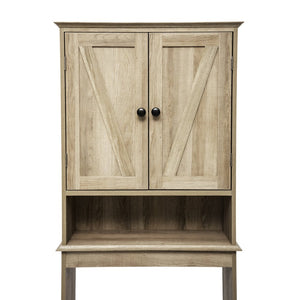 English Elm Dune Farmhouse Over the Toilet Shelf Cabinet with Adjustable Shelves and Magnetic Close Doors for Storage Brown FS-BATH-1-BR-GG