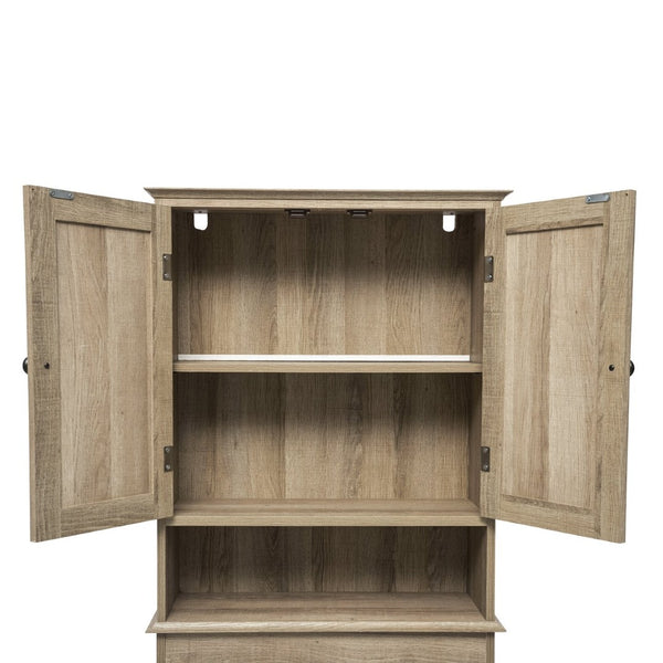English Elm Dune Farmhouse Over the Toilet Shelf Cabinet with Adjustable Shelves and Magnetic Close Doors for Storage Brown FS-BATH-1-BR-GG