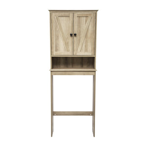 English Elm Dune Farmhouse Over the Toilet Shelf Cabinet with Adjustable Shelves and Magnetic Close Doors for Storage Brown FS-BATH-1-BR-GG