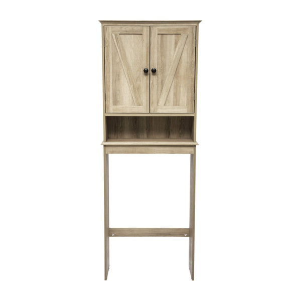 English Elm Dune Farmhouse Over the Toilet Shelf Cabinet with Adjustable Shelves and Magnetic Close Doors for Storage Brown FS-BATH-1-BR-GG