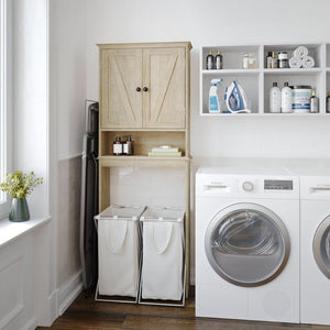 English Elm Dune Farmhouse Over the Toilet Shelf Cabinet with Adjustable Shelves and Magnetic Close Doors for Storage Brown FS-BATH-1-BR-GG