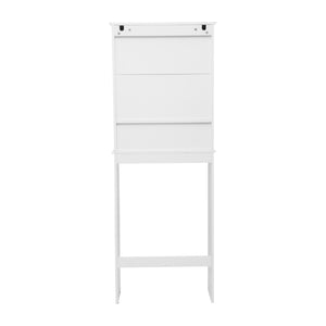 English Elm Dune Farmhouse Over the Toilet Shelf Cabinet with Adjustable Shelves and Magnetic Close Doors for Storage White FS-BATH-1-WH-GG