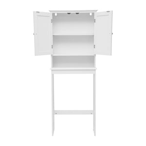 English Elm Dune Farmhouse Over the Toilet Shelf Cabinet with Adjustable Shelves and Magnetic Close Doors for Storage White FS-BATH-1-WH-GG