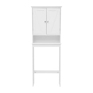 English Elm Dune Farmhouse Over the Toilet Shelf Cabinet with Adjustable Shelves and Magnetic Close Doors for Storage White FS-BATH-1-WH-GG