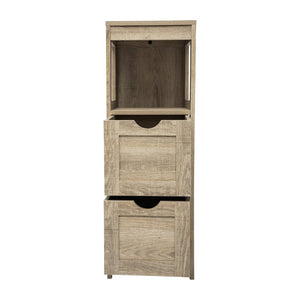 English Elm Dune Farmhouse Bathroom Storage Organizer with Removable Drawers and Open Shelf for Smart Style Brown FS-BATH-4-BR-GG