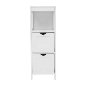 English Elm Dune Farmhouse Bathroom Storage Organizer with Removable Drawers and Open Shelf for Smart Style White FS-BATH-4-WH-GG