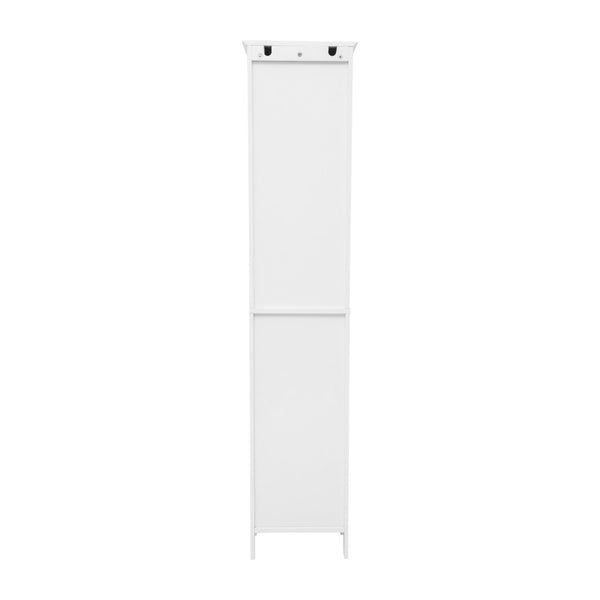 English Elm Dune Freestanding Bathroom Linen Tower Cabinet with Magnetic Doors, Adjustable Shelves & Drawer Storage White FS-BATH-6-WH-GG
