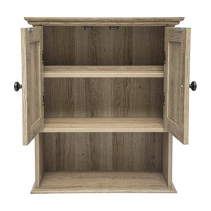 English Elm Dune Wall-Mounted Farmhouse Medicine Cabinet: Rustic Storage with Magnetic Doors and Adjustable Shelf Brown FS-BATH-7-BR-GG