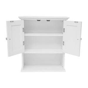 English Elm Dune Wall-Mounted Farmhouse Medicine Cabinet: Rustic Storage with Magnetic Doors and Adjustable Shelf White FS-BATH-7-WH-GG