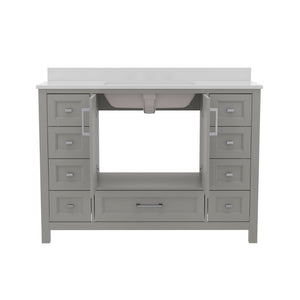 English Elm Vega 48-Inch Bathroom Vanity with Soft-Close Doors, 9 Drawers, and Elegant Carrara Marble Countertop Gray FS-BN-2-48-GY-GG