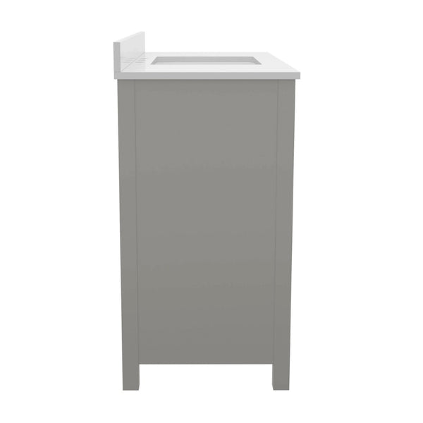 English Elm Vega 48-Inch Bathroom Vanity with Soft-Close Doors, 9 Drawers, and Elegant Carrara Marble Countertop Gray FS-BN-2-48-GY-GG