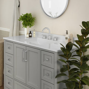 English Elm Vega 48-Inch Bathroom Vanity with Soft-Close Doors, 9 Drawers, and Elegant Carrara Marble Countertop Gray FS-BN-2-48-GY-GG