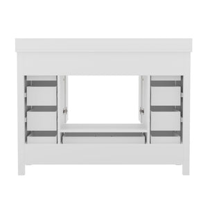 English Elm Vega 48-Inch Bathroom Vanity with Soft-Close Doors, 9 Drawers, and Elegant Carrara Marble Countertop White FS-BN-2-48-WH-GG