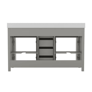 English Elm Vega 60 Inch Bathroom Double Vanity with Dual Sinks, Soft-Close Cabinets, and Luxurious Marble Top Gray FS-BN-2-60-GY-GG