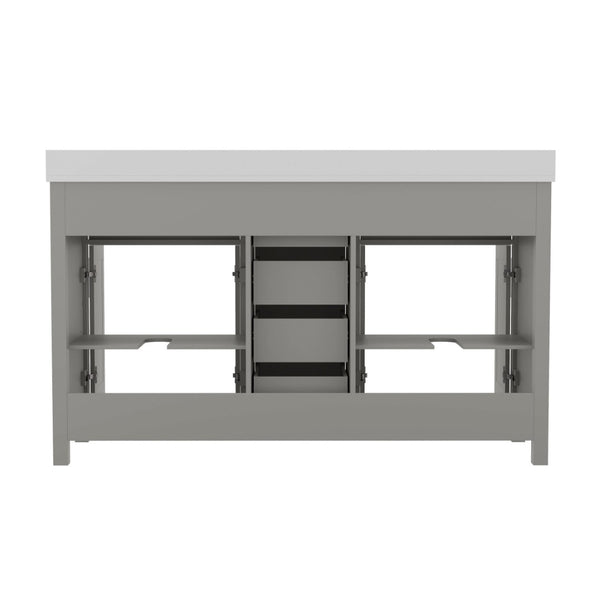 English Elm Vega 60 Inch Bathroom Double Vanity with Dual Sinks, Soft-Close Cabinets, and Luxurious Marble Top Gray FS-BN-2-60-GY-GG