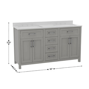 English Elm Vega 60 Inch Bathroom Double Vanity with Dual Sinks, Soft-Close Cabinets, and Luxurious Marble Top Gray FS-BN-2-60-GY-GG