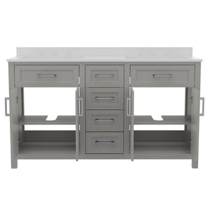 English Elm Vega 60 Inch Bathroom Double Vanity with Dual Sinks, Soft-Close Cabinets, and Luxurious Marble Top Gray FS-BN-2-60-GY-GG