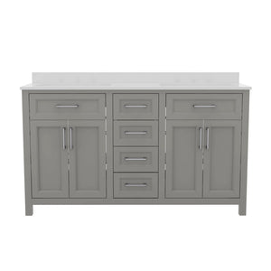 English Elm Vega 60 Inch Bathroom Double Vanity with Dual Sinks, Soft-Close Cabinets, and Luxurious Marble Top Gray FS-BN-2-60-GY-GG
