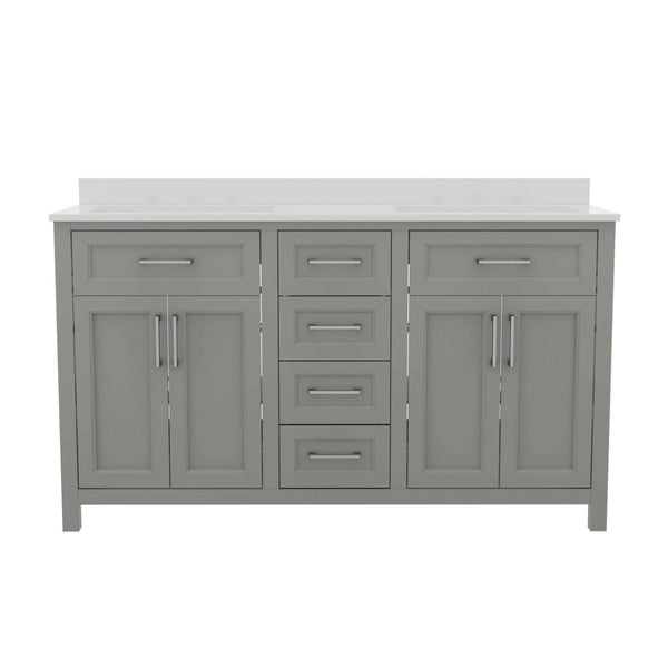 English Elm Vega 60 Inch Bathroom Double Vanity with Dual Sinks, Soft-Close Cabinets, and Luxurious Marble Top Gray FS-BN-2-60-GY-GG