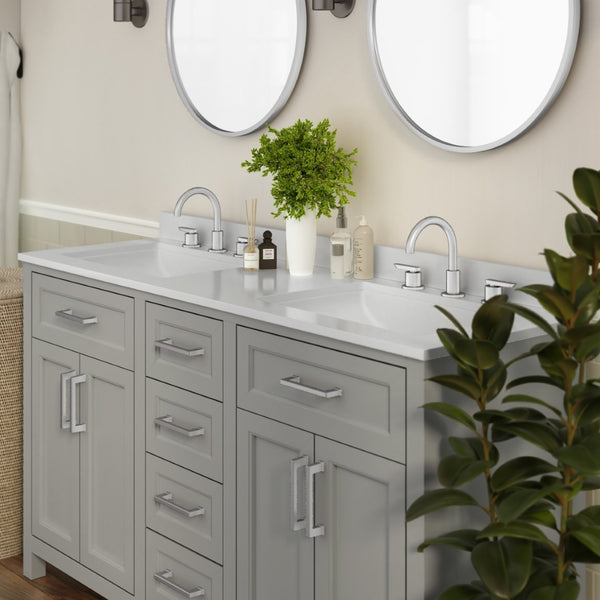 English Elm Vega 60 Inch Bathroom Double Vanity with Dual Sinks, Soft-Close Cabinets, and Luxurious Marble Top Gray FS-BN-2-60-GY-GG