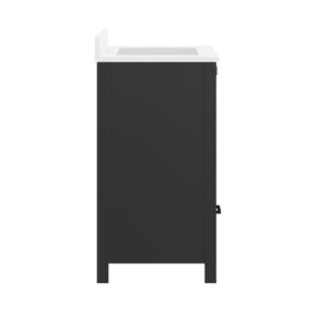 English Elm Haven Bathroom Vanity with Elegant Carrara Marble Countertop, Soft-Close Storage & Easy Assembly Black Frame/Black Hardware 30" FS-BN-4-30-KD-BK-HDBLK-GG