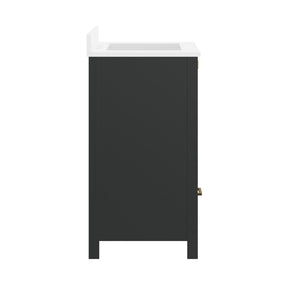 English Elm Haven Bathroom Vanity with Elegant Carrara Marble Countertop, Soft-Close Storage & Easy Assembly Black Frame/Gold Hardware 30" FS-BN-4-30-KD-BK-HDGLD-GG