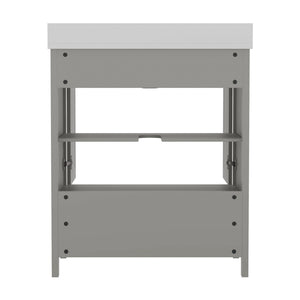 English Elm Haven Bathroom Vanity with Elegant Carrara Marble Countertop, Soft-Close Storage & Easy Assembly Gray 30" FS-BN-4-30-KD-GY-GG