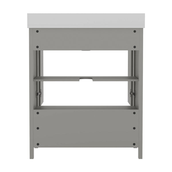 English Elm Haven Bathroom Vanity with Elegant Carrara Marble Countertop, Soft-Close Storage & Easy Assembly Gray 30" FS-BN-4-30-KD-GY-GG