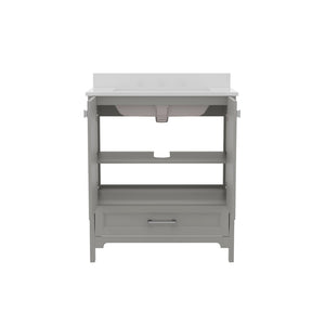 English Elm Haven Bathroom Vanity with Elegant Carrara Marble Countertop, Soft-Close Storage & Easy Assembly Gray 30" FS-BN-4-30-KD-GY-GG