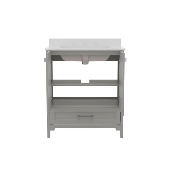 English Elm Haven Bathroom Vanity with Elegant Carrara Marble Countertop, Soft-Close Storage & Easy Assembly Gray 30" FS-BN-4-30-KD-GY-GG