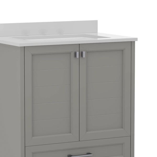 English Elm Haven Bathroom Vanity with Elegant Carrara Marble Countertop, Soft-Close Storage & Easy Assembly Gray 30" FS-BN-4-30-KD-GY-GG