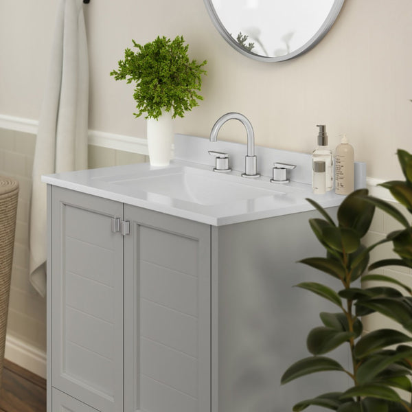 English Elm Haven Bathroom Vanity with Elegant Carrara Marble Countertop, Soft-Close Storage & Easy Assembly Gray 30" FS-BN-4-30-KD-GY-GG