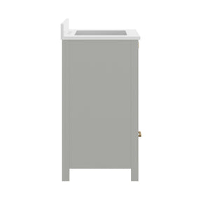 English Elm Haven Bathroom Vanity with Elegant Carrara Marble Countertop, Soft-Close Storage & Easy Assembly Gray Frame/Gold Hardware 30" FS-BN-4-30-KD-GY-HDGLD-GG
