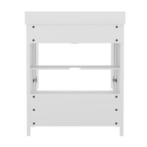 English Elm Haven Bathroom Vanity with Elegant Carrara Marble Countertop, Soft-Close Storage & Easy Assembly White 30" FS-BN-4-30-KD-WH-GG