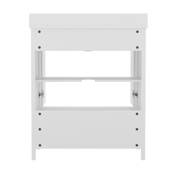 English Elm Haven Bathroom Vanity with Elegant Carrara Marble Countertop, Soft-Close Storage & Easy Assembly White 30" FS-BN-4-30-KD-WH-GG