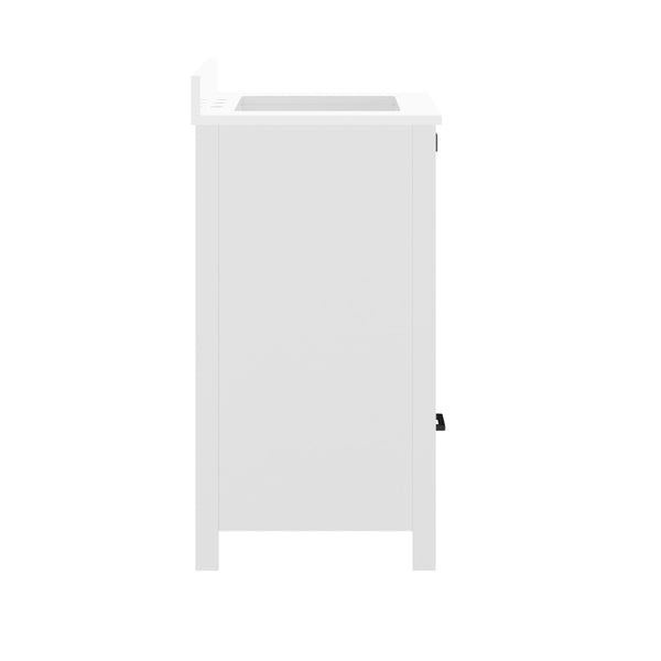 English Elm Haven Bathroom Vanity with Elegant Carrara Marble Countertop, Soft-Close Storage & Easy Assembly White Frame/Black Hardware 30" FS-BN-4-30-KD-WH-HDBLK-GG