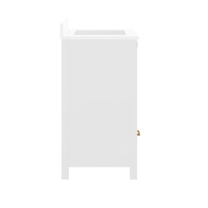 English Elm Haven Bathroom Vanity with Elegant Carrara Marble Countertop, Soft-Close Storage & Easy Assembly White Frame/Gold Hardware 30" FS-BN-4-30-KD-WH-HDGLD-GG
