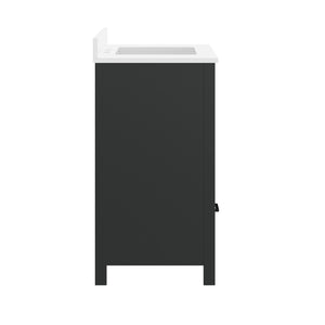 English Elm Haven Bathroom Vanity with Elegant Carrara Marble Countertop, Soft-Close Storage & Easy Assembly Black Frame/Black Hardware 36" FS-BN-4-36-KD-BK-HDBLK-GG