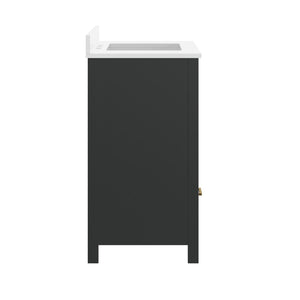 English Elm Haven Bathroom Vanity with Elegant Carrara Marble Countertop, Soft-Close Storage & Easy Assembly Black Frame/Gold Hardware 36" FS-BN-4-36-KD-BK-HDGLD-GG