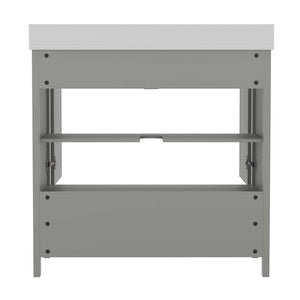 English Elm Haven Bathroom Vanity with Elegant Carrara Marble Countertop, Soft-Close Storage & Easy Assembly Gray 36" FS-BN-4-36-KD-GY-GG