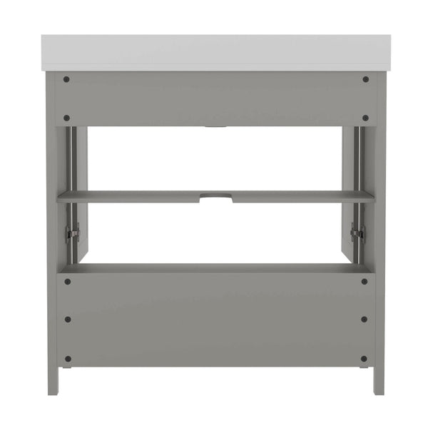 English Elm Haven Bathroom Vanity with Elegant Carrara Marble Countertop, Soft-Close Storage & Easy Assembly Gray 36" FS-BN-4-36-KD-GY-GG