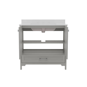 English Elm Haven Bathroom Vanity with Elegant Carrara Marble Countertop, Soft-Close Storage & Easy Assembly Gray 36" FS-BN-4-36-KD-GY-GG