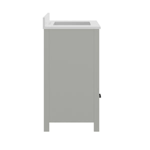 English Elm Haven Bathroom Vanity with Elegant Carrara Marble Countertop, Soft-Close Storage & Easy Assembly Gray Frame/Black Hardware 36" FS-BN-4-36-KD-GY-HDBLK-GG