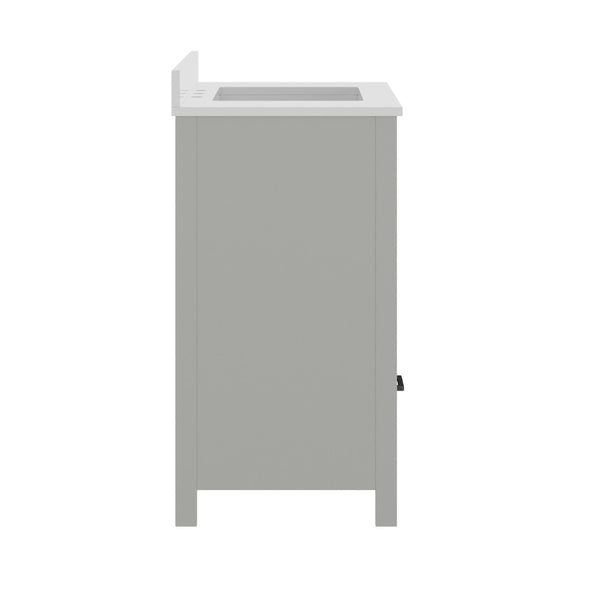 English Elm Haven Bathroom Vanity with Elegant Carrara Marble Countertop, Soft-Close Storage & Easy Assembly Gray Frame/Black Hardware 36" FS-BN-4-36-KD-GY-HDBLK-GG