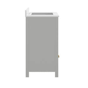 English Elm Haven Bathroom Vanity with Elegant Carrara Marble Countertop, Soft-Close Storage & Easy Assembly Gray Frame/Gold Hardware 36" FS-BN-4-36-KD-GY-HDGLD-GG