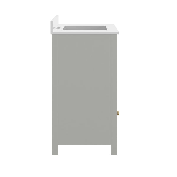 English Elm Haven Bathroom Vanity with Elegant Carrara Marble Countertop, Soft-Close Storage & Easy Assembly Gray Frame/Gold Hardware 36" FS-BN-4-36-KD-GY-HDGLD-GG